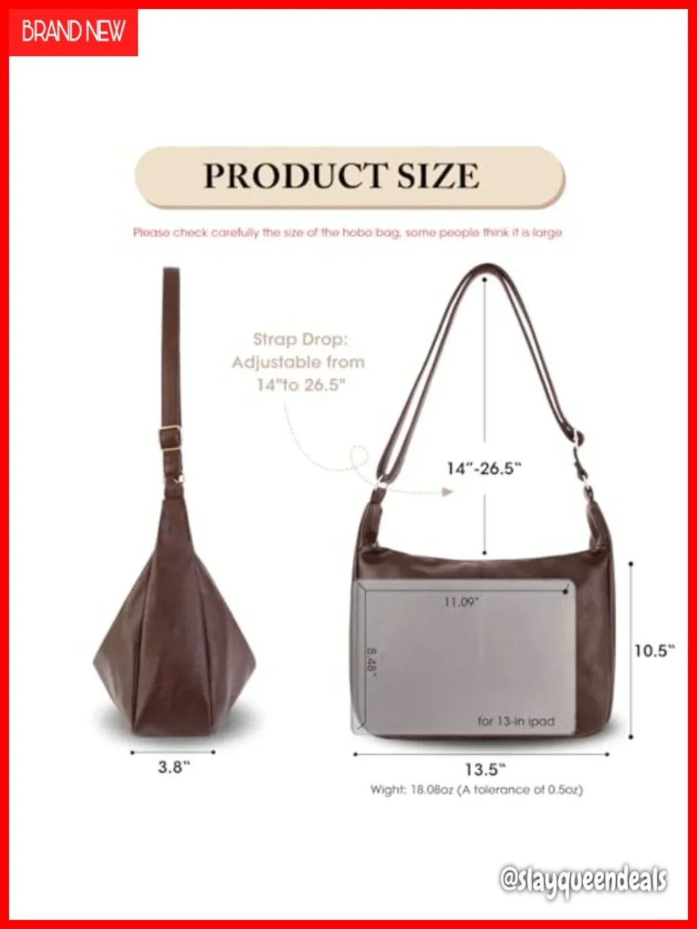 Women's Hobo Bag Soft PU Leather Crossbody Slouchy Shoulder Purse with